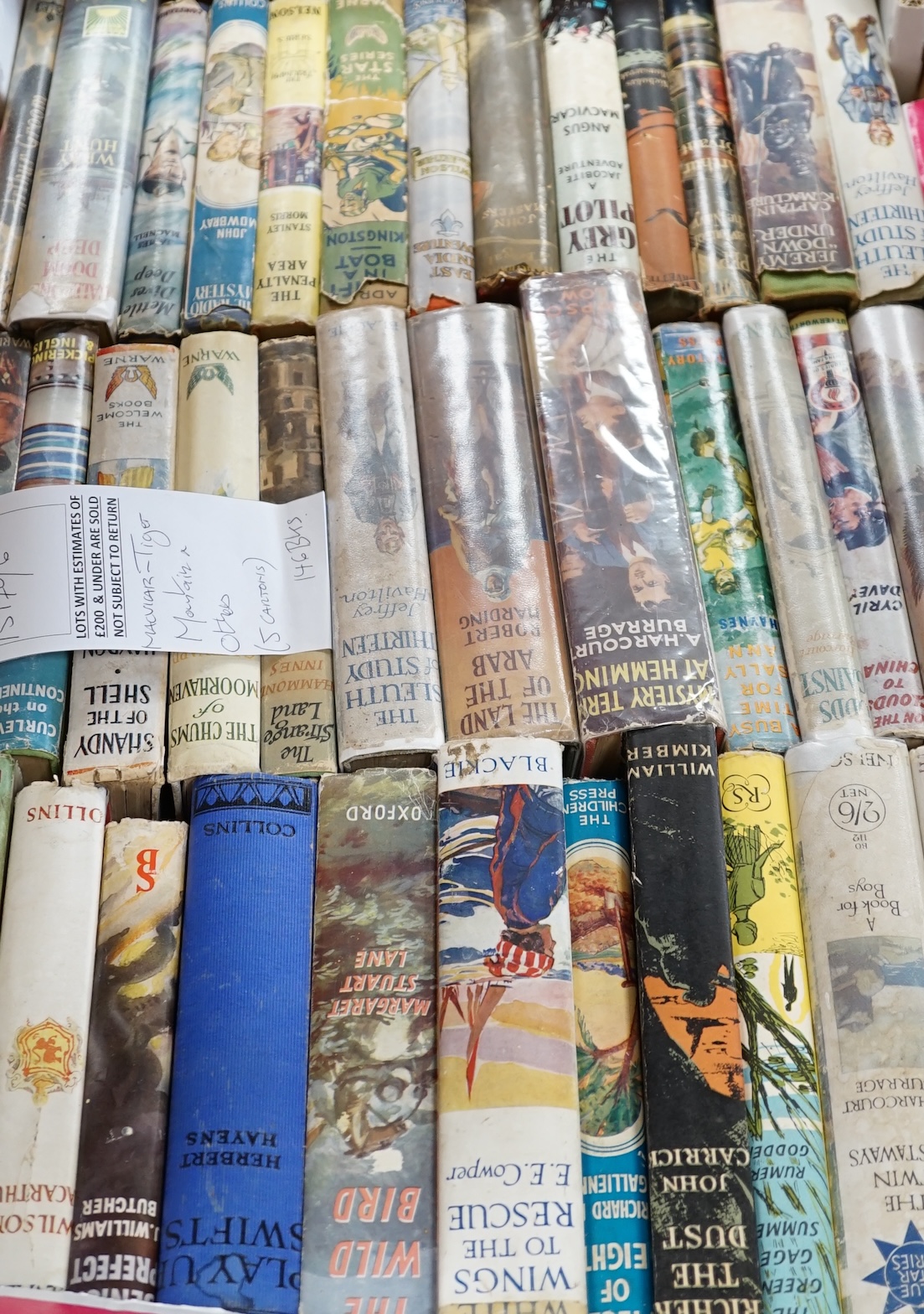 Children's Books - mostly illus. and in d/wrappers, including Biggles books; the Westermans; MacVicar's Tiger Mountain, Capon's The Cave of Cornelius; (1950's / 60's), approx. 120.